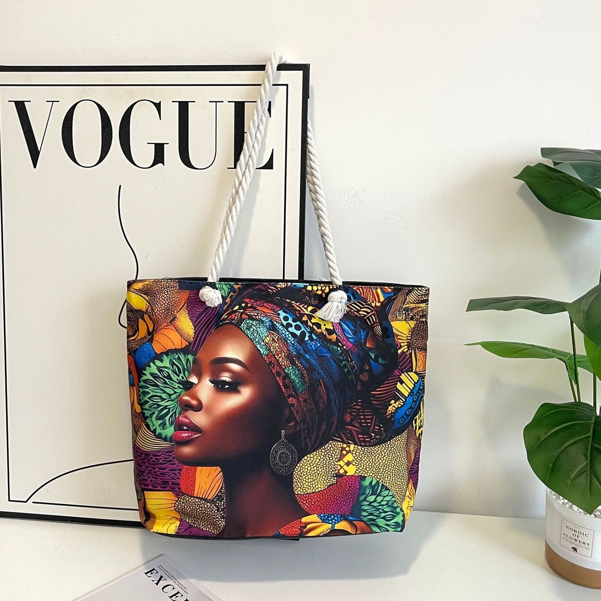 Classic Outdoor Canvas Tote Bag with Cartoon Print