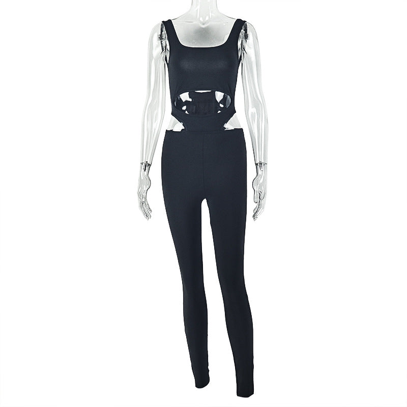 Sexy Solid Color Sleeveless Jumpsuit With Cut-Out Back