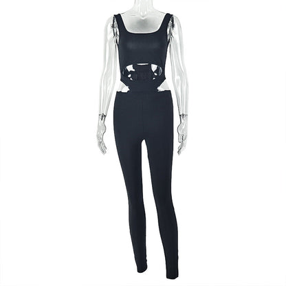 Sexy Solid Color Sleeveless Jumpsuit With Cut-Out Back