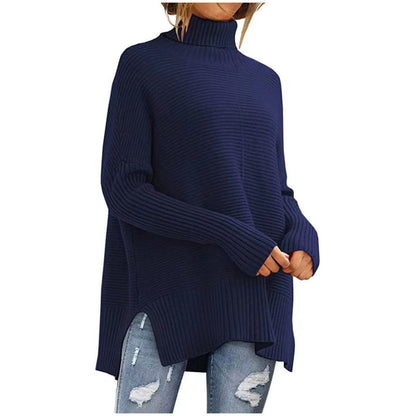 Trendy Turtleneck Batwing Sleeves Knitted Sweater