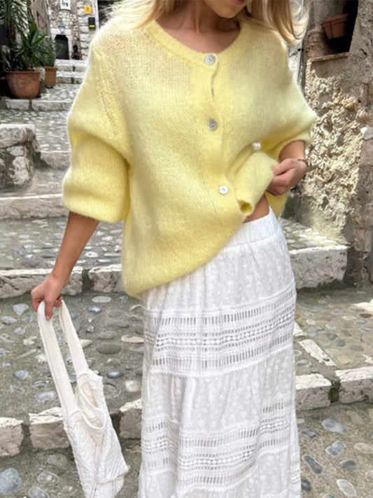 Pastel Color Knit Cardigan Women Comfortable Casual Sweater