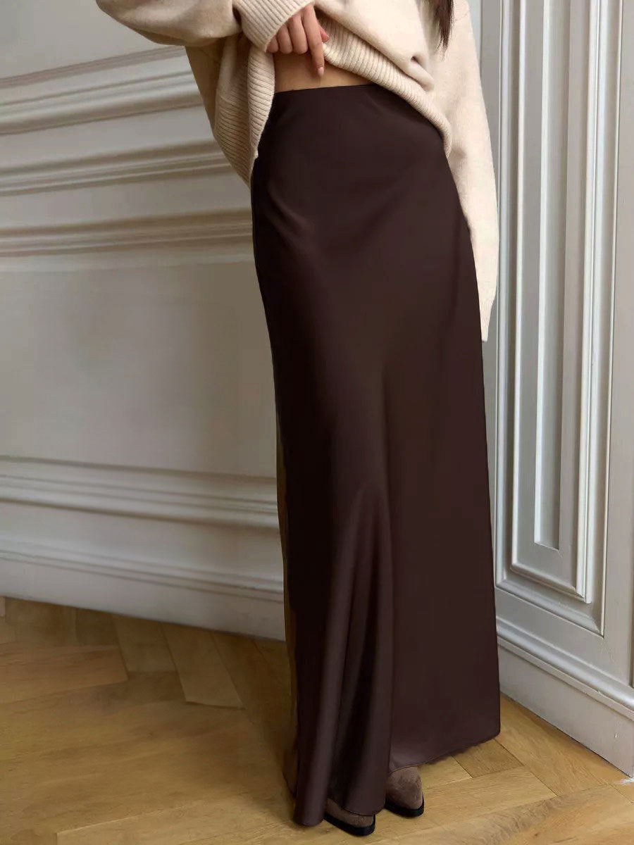 Mermaid Tail Satin Maxi Skirt Elegant Street Style