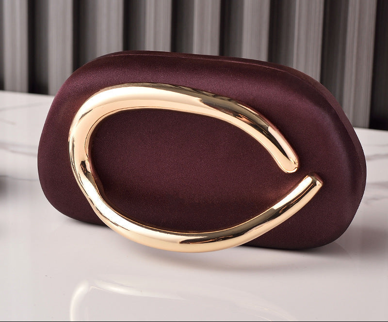 Retro PU Evening Clutch Bag With Gold Handle