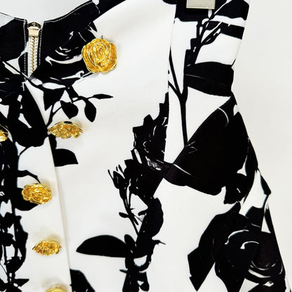Fashion Tulip Waist Floral Print Skirt Set