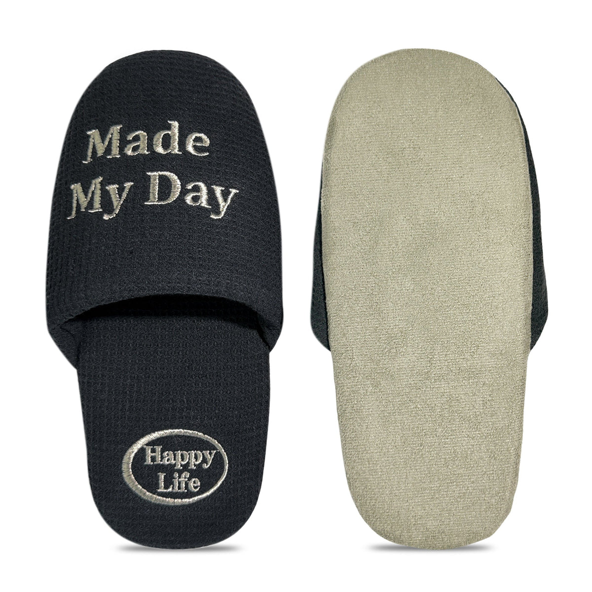 Soft Letter Embroidered Waffle Indoor Slippers
