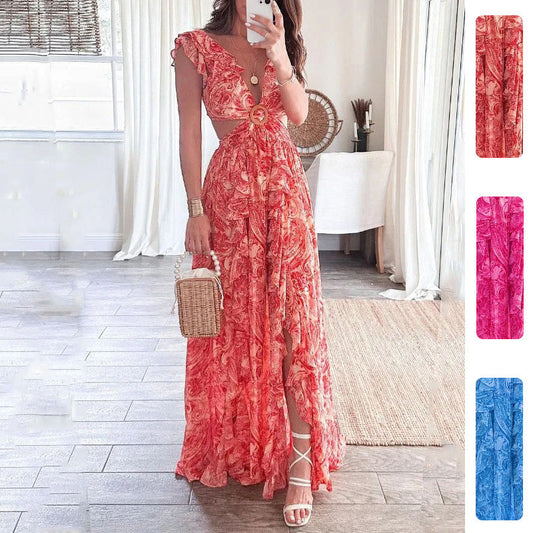 Sexy Hollow Out A-Line Dress Casual Women's Dress