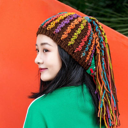 Fashion Woolen Hat Female Reggae Dirty Braids Warm Hip-Hop Knitted Hat Wig Hat Personality Funny