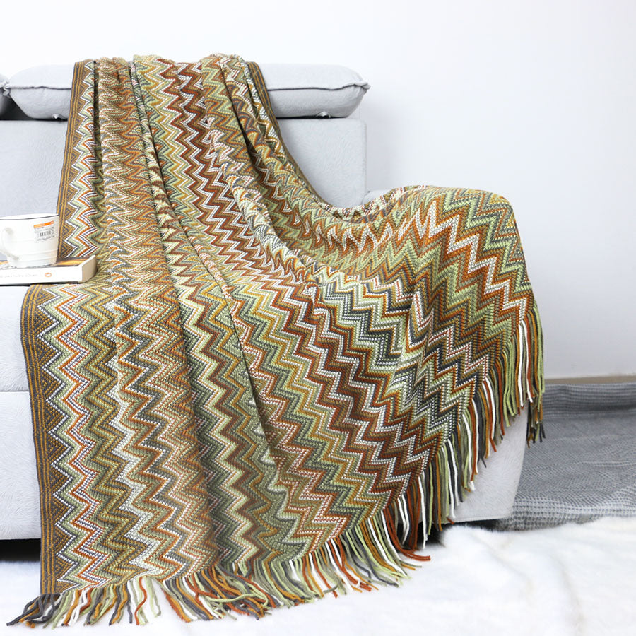 Bohemian Velvet Blanket Knitted Blanket