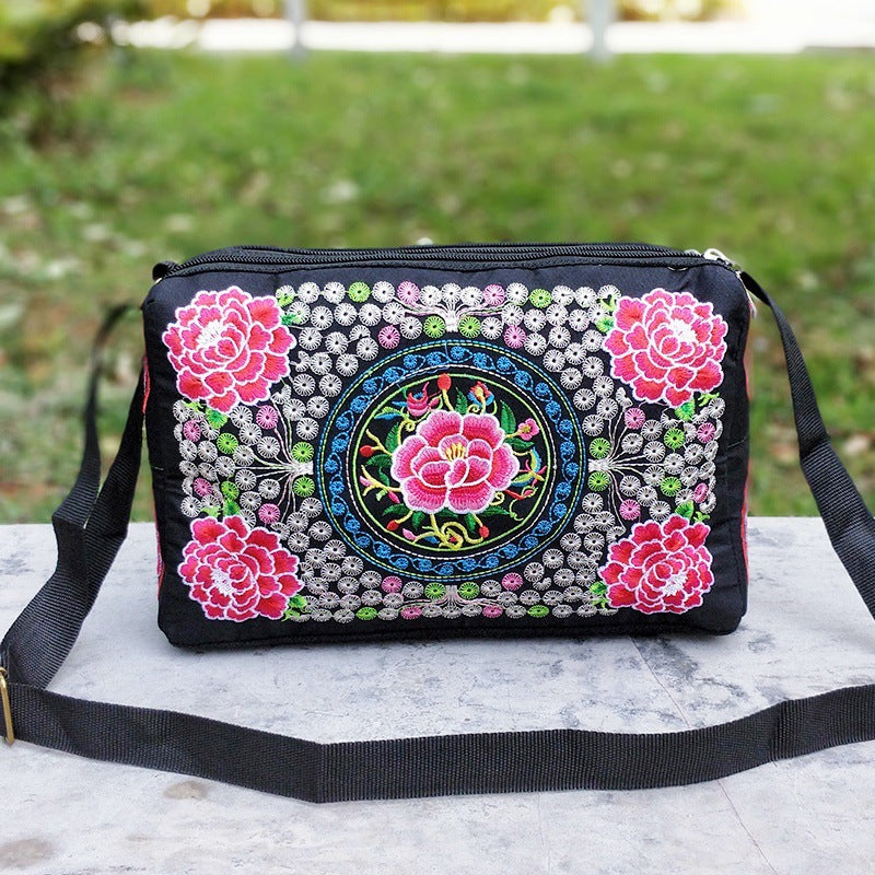 Antique Double-Sided Embroidery Crossbody Bag Small Bag Crossbody Bag Women'S Canvas Shoulder Bag