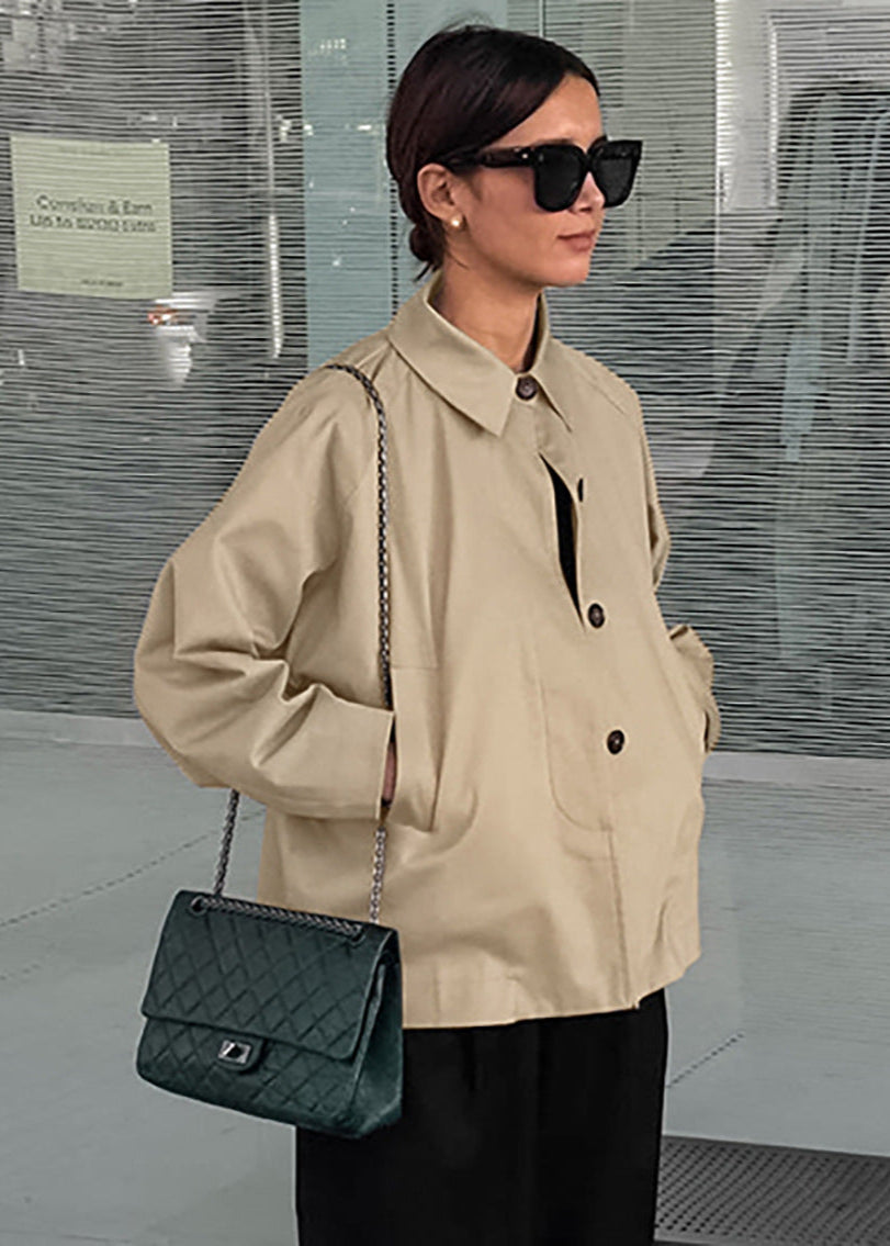 Cropped Trench Jacket Lightweight Beige