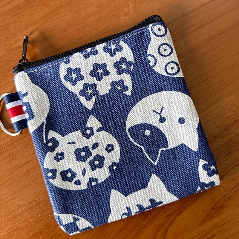 Cute Canvas Travel Coin Purse Keychain Wallet