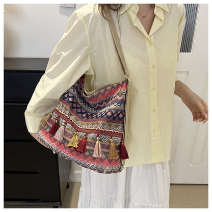 Casual Fringe Tote Bag Cotton for Daily Use