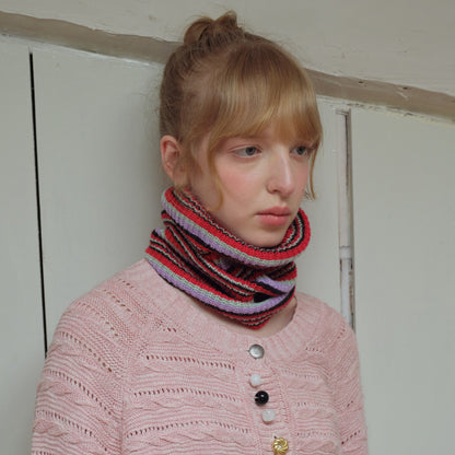 Striped Wool Blend Knit Neck Warmer for Unisex Winter Wear