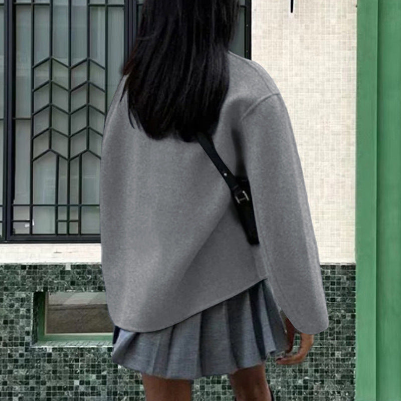Retro Stand Collar Double Breasted Casual Short Coat
