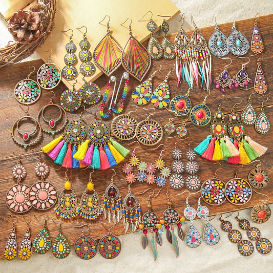 Trendy Ethnic Style Tassel Earrings Colorful Jewelry