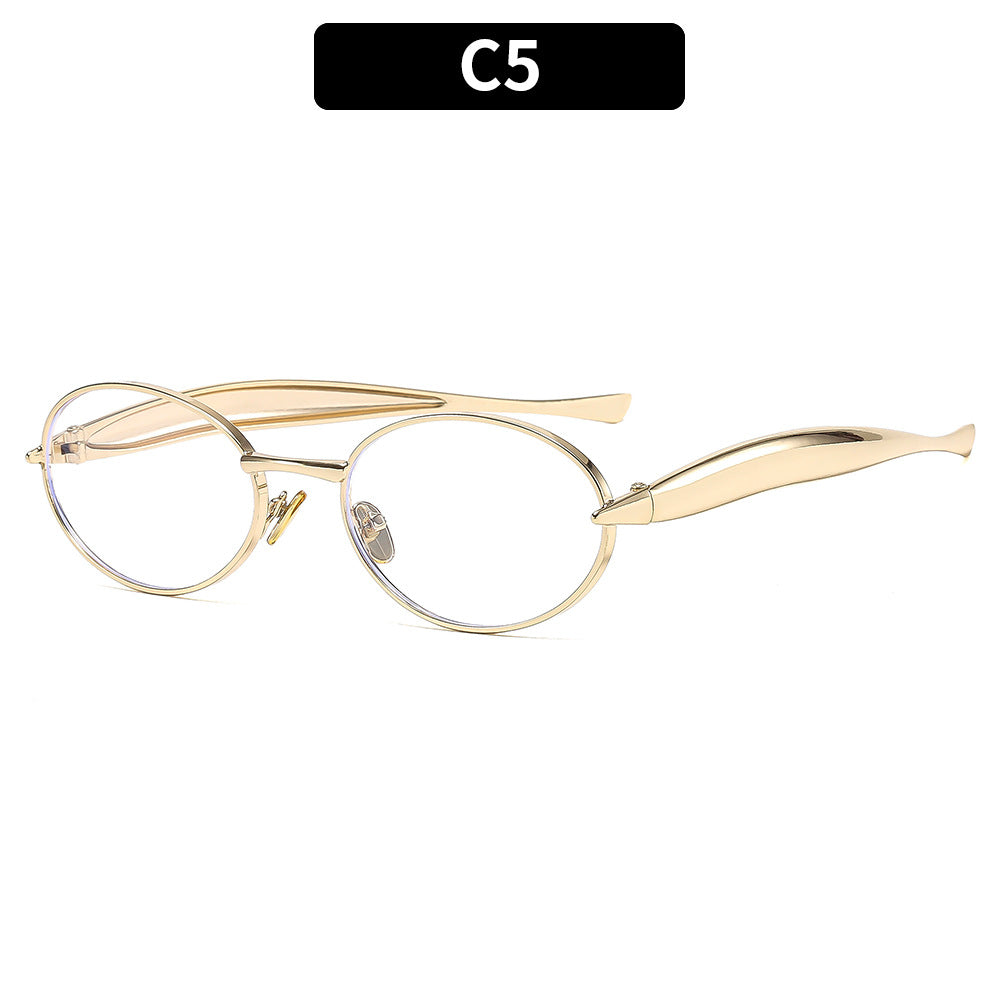 Metal Oval Sunglasses Stylish UV400 Protective Eyewear