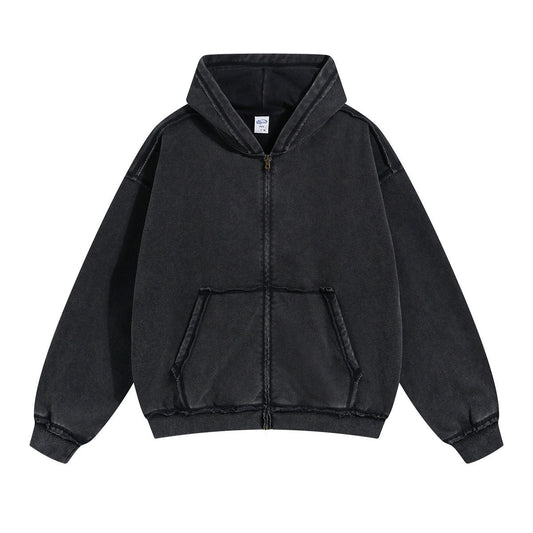 Washed Distressed Loose Casual Hooded Sweatshirt