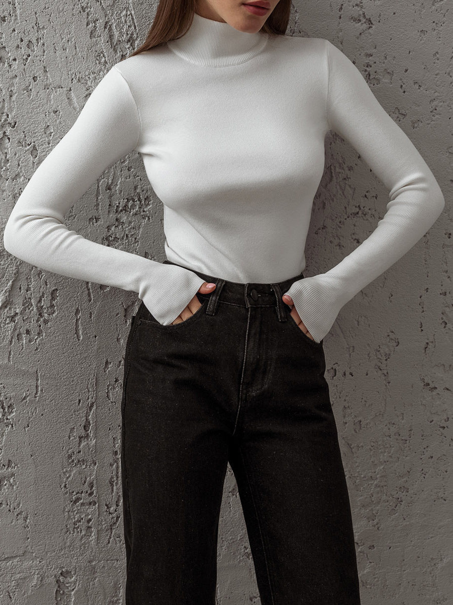 Elegant Turtleneck Long Sleeve Sweater for Casual Wear