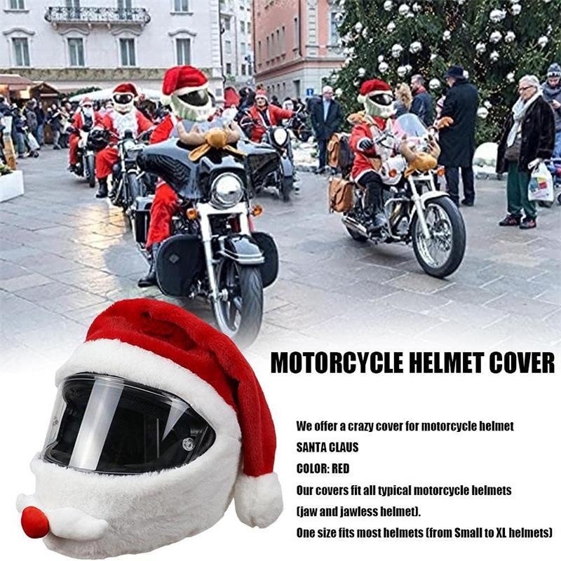 Motorcycle Helmet Christmas Hat Outdoor Crazy Funny Santa Claus Motorcycle Helmet Cover Christmas