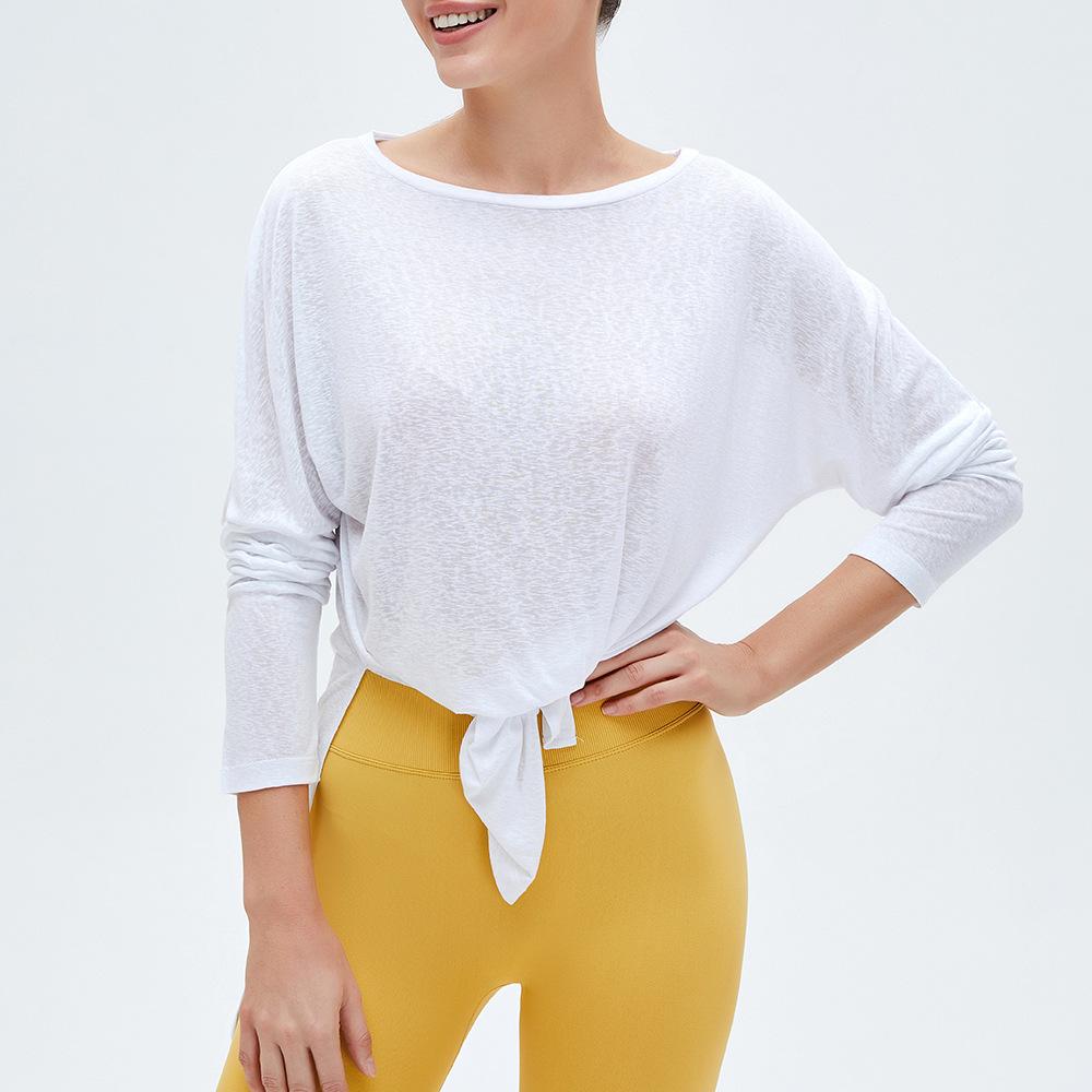 Sports Blouse Women'S Long-Sleeved Loose Fitness Top Quick-Drying Double-Sided Slits To Cover The Meat And Thin Yoga Clothes