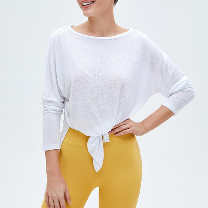 Sports Blouse Women'S Long-Sleeved Loose Fitness Top Quick-Drying Double-Sided Slits To Cover The Meat And Thin Yoga Clothes