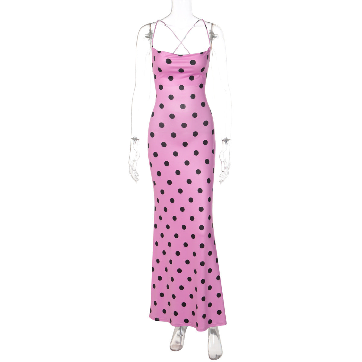Sexy Backless Polka Dot Maxi Dress for Women