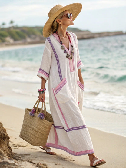 Summer Elegant Large Size Printing Long Pendulum Dress