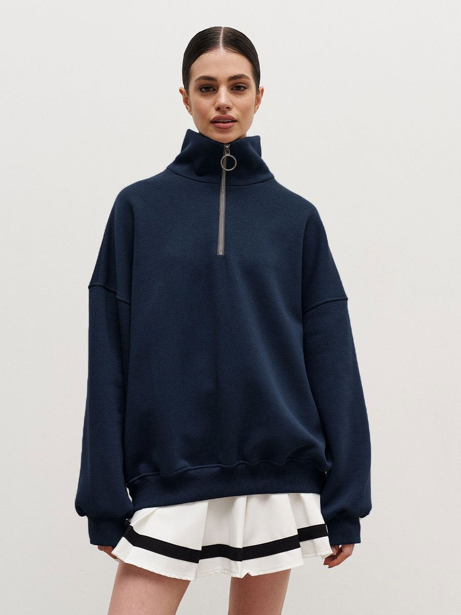 Loose Lapel Zipper Hoodie