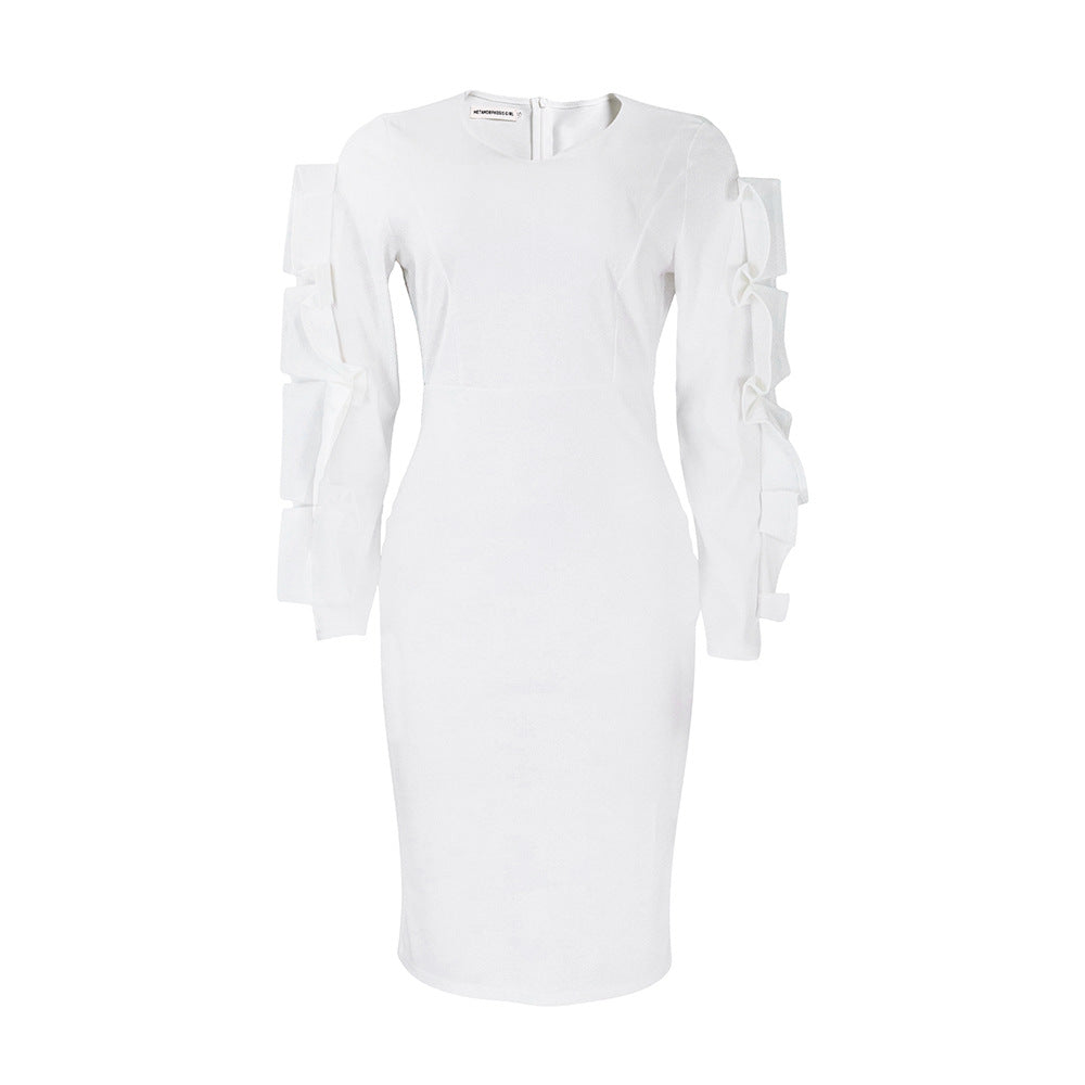Elegant Plus Size Long Sleeve Dress In Solid Colors