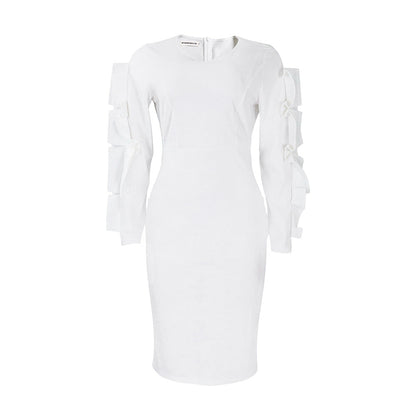 Elegant Plus Size Long Sleeve Dress In Solid Colors