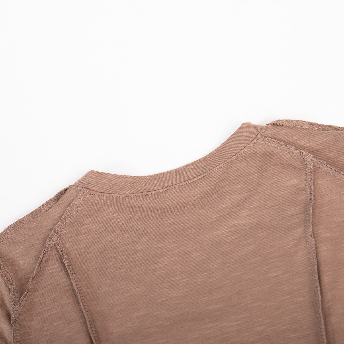 Patchwork Round Neck Simple Tops