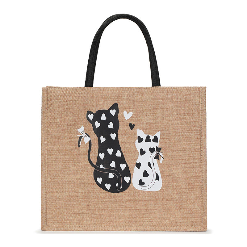 Trendy Hemp Tote Bag with Stylish Prints