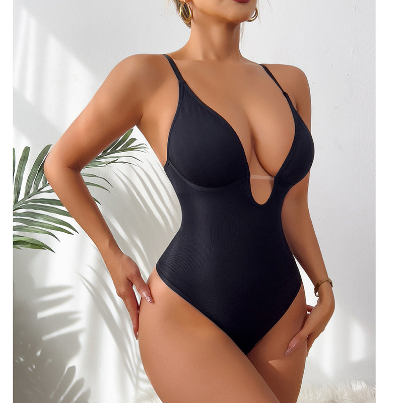 Deep V Neck Slim Fit Sexy Bodysuit For Women