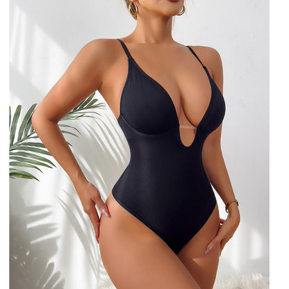 Deep V Neck Slim Fit Sexy Bodysuit For Women