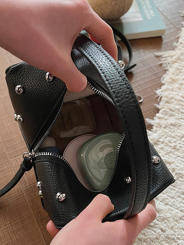 Punk Style Studded Handheld Square Bag for Women