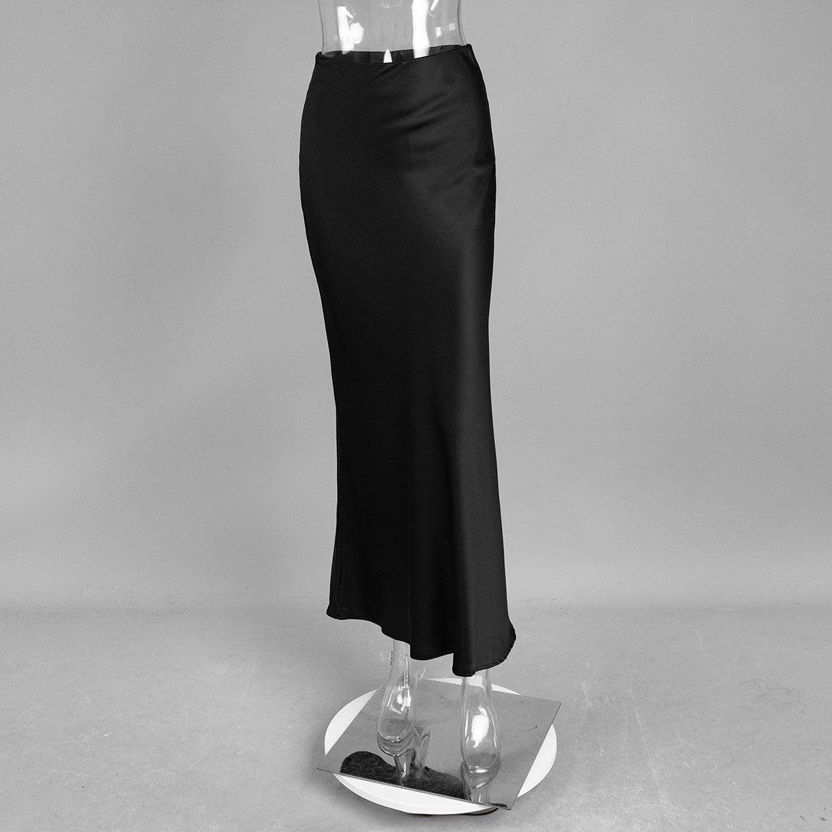 Elegant Mermaid Maxi Skirt Solid Color Satin Blend Street Style