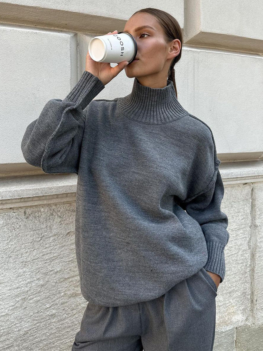 Casual Turtleneck Sweater for Women Cozy Knit Pullover