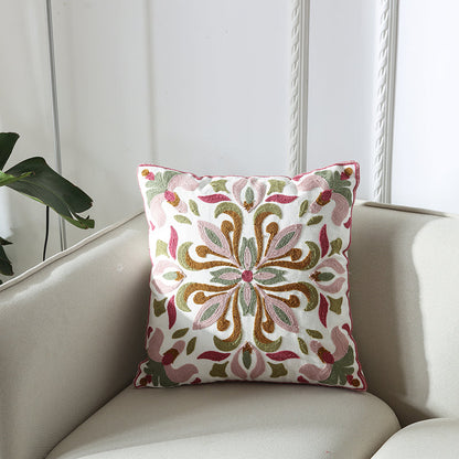 Towel Embroidered Cushion Cover Pillow Cover 45X45 Cotton Canvas Backrest Sofa Fresh Nordic Fashion