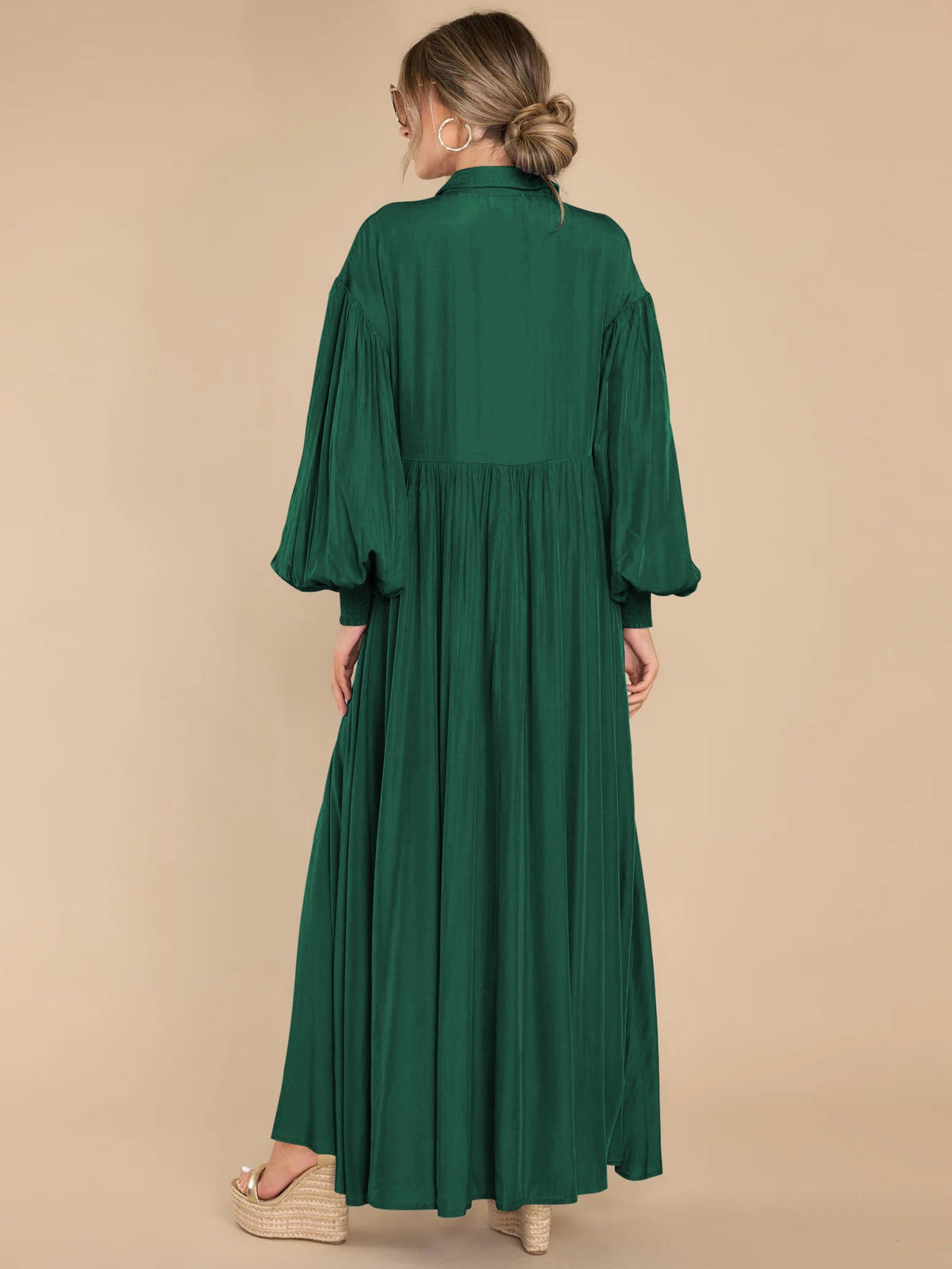 Autumn And Winter New Product Long Solid Color Dress Button Long Dress Loose Oversized Swing Skirt
