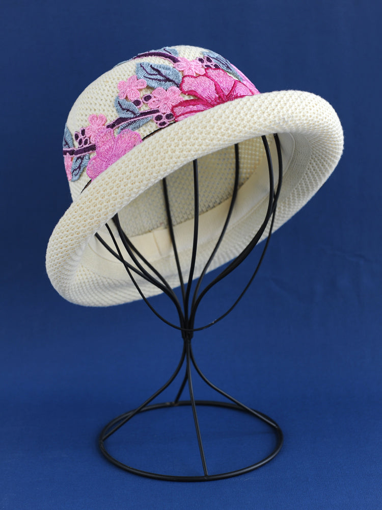 New Ethnic Style Embroidery Spring Knitted Fisherman Hat Sunscreen Sunshade Hat Women'S Summer Top Hat Tide Versatile Pot Hat