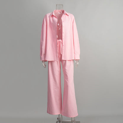 Cotton Long Sleeve Shirt and Pants Set Casual Outfit