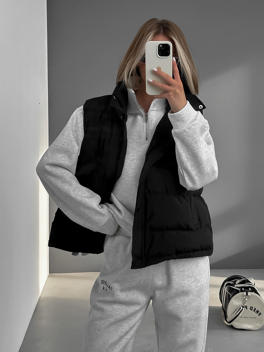 Trendy Hooded Puffer Vest with Sleeveless Design