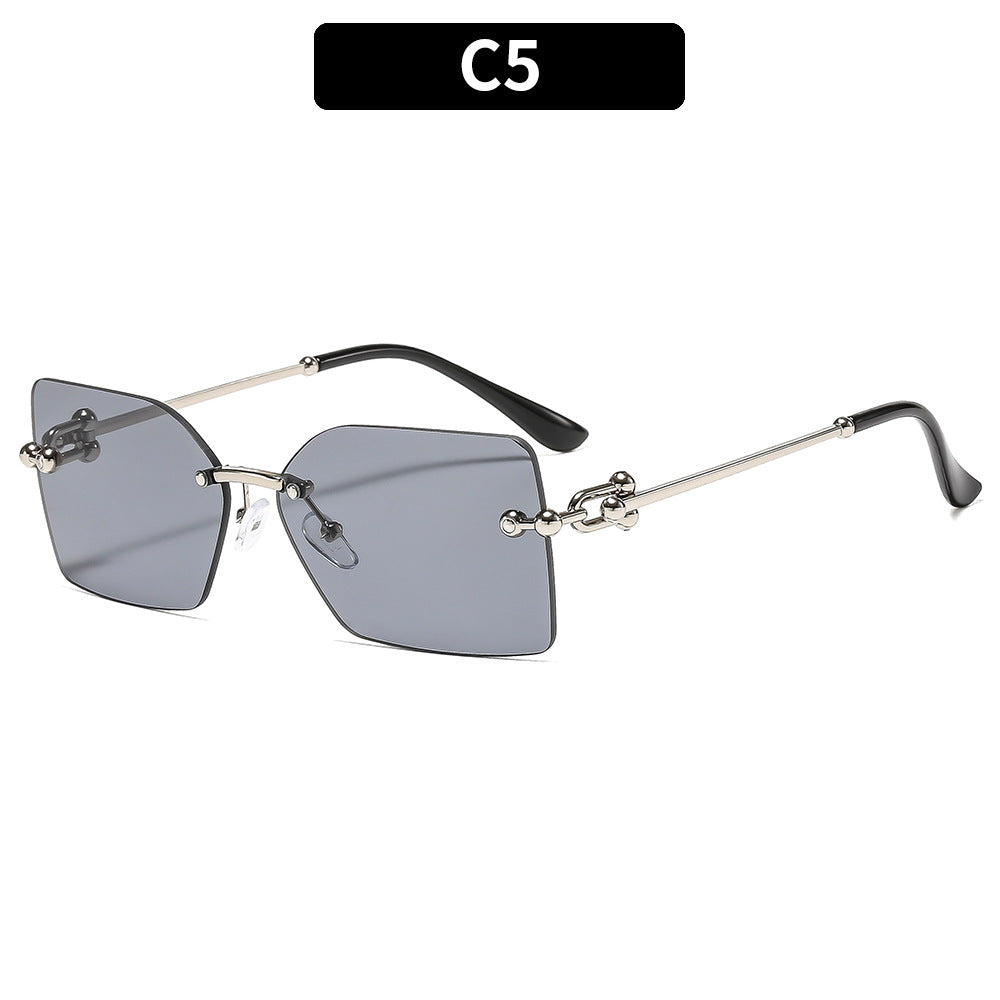 Trendy Stylish Square Metal Sunglasses UV400 Protection