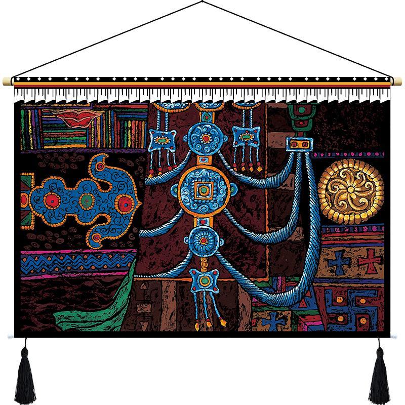 Customized Tibetan Fabric Tapestry Tibet Hanging Cloth Homestay Decoration Hotel Restaurant Living Room Bedroom Bedside Cloth Painting Tapestry