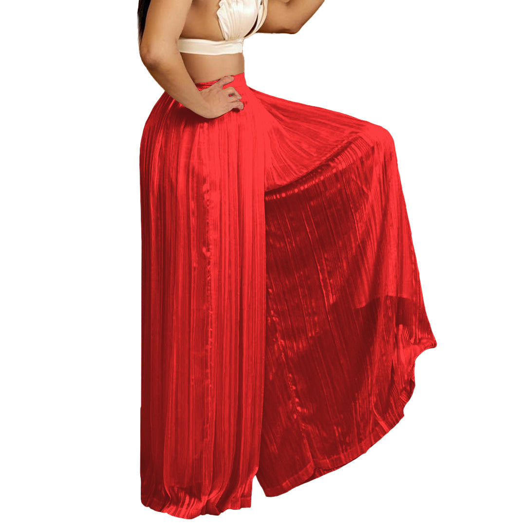 Wide Leg Casual Trousers Solid Color For Women