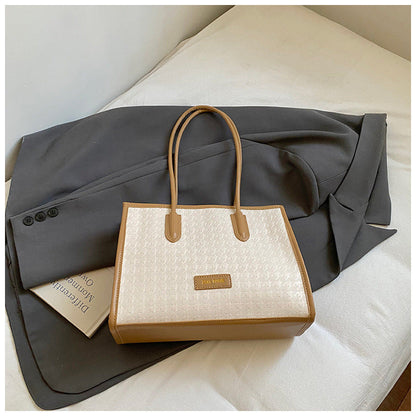 Large Capacity Houndstooth Tote Bag For Women Casual Stylish