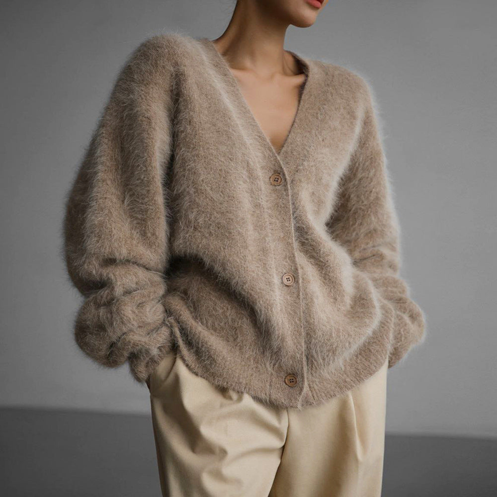 Knitted Cardigan Sweater V-Neck Cozy Casual Outerwear