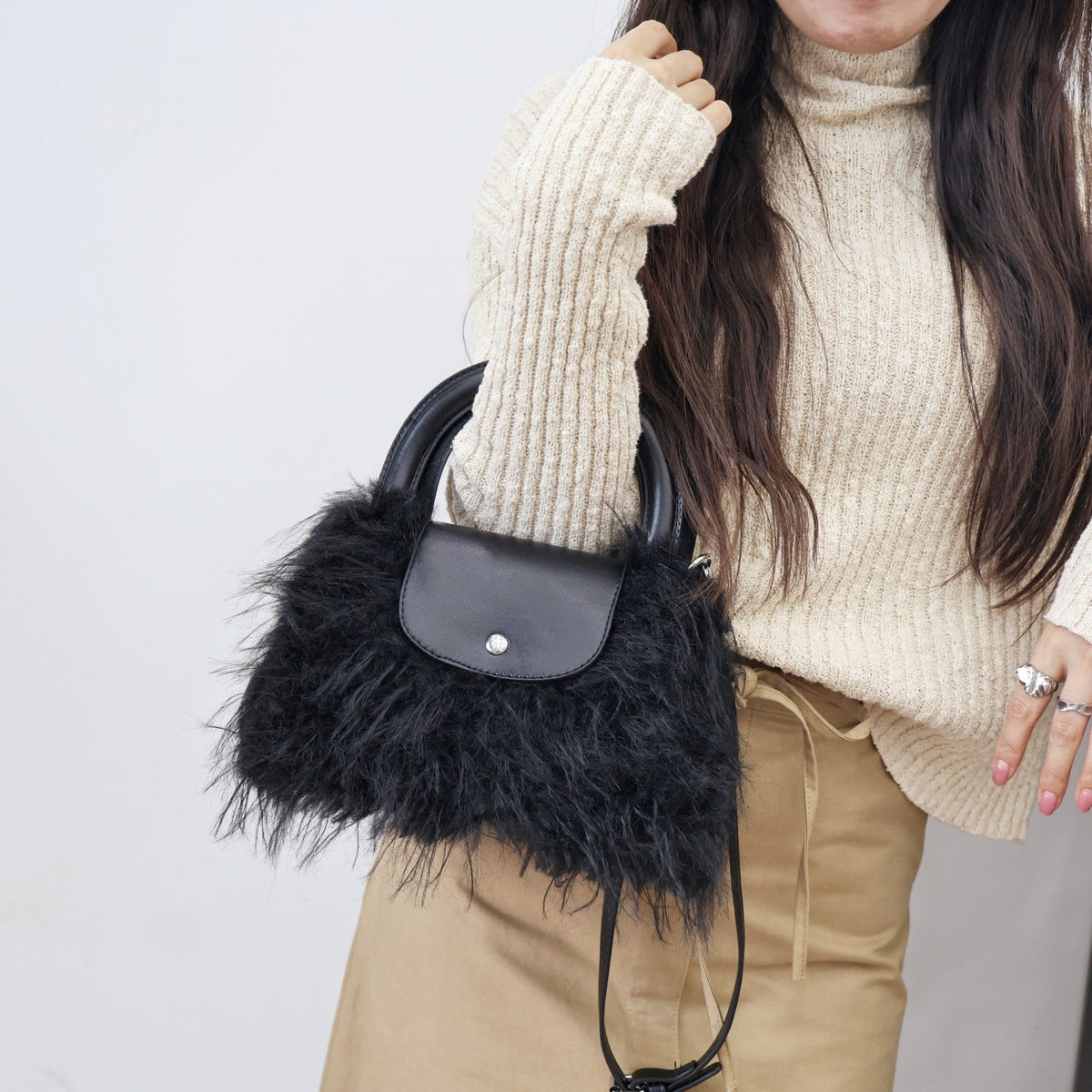 Trendy Fluffy Fur Tote Shoulder Bag