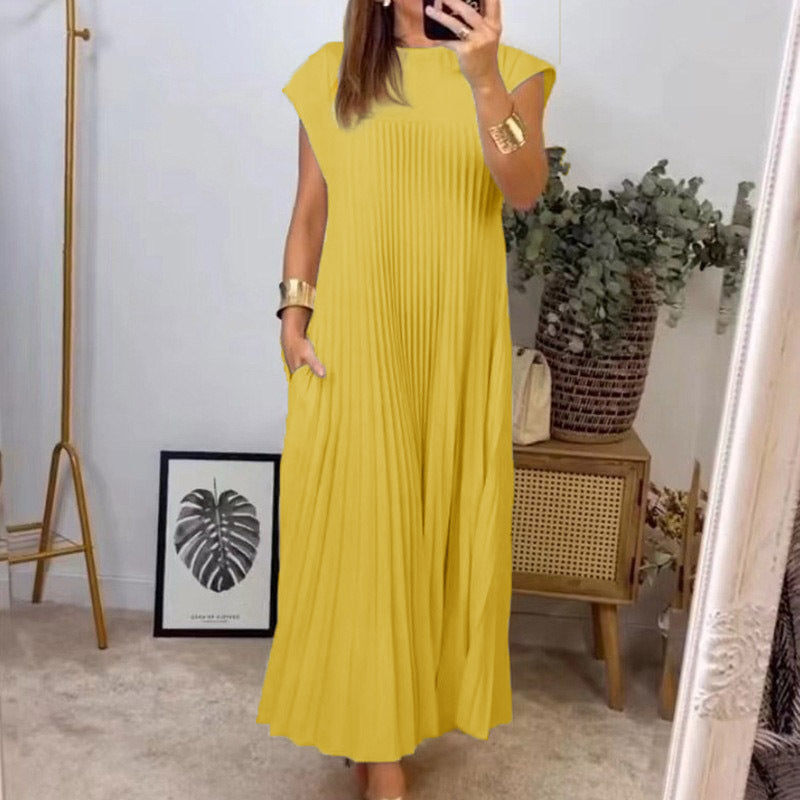 Elegant Sleeveless Pleated Maxi Dress for Women