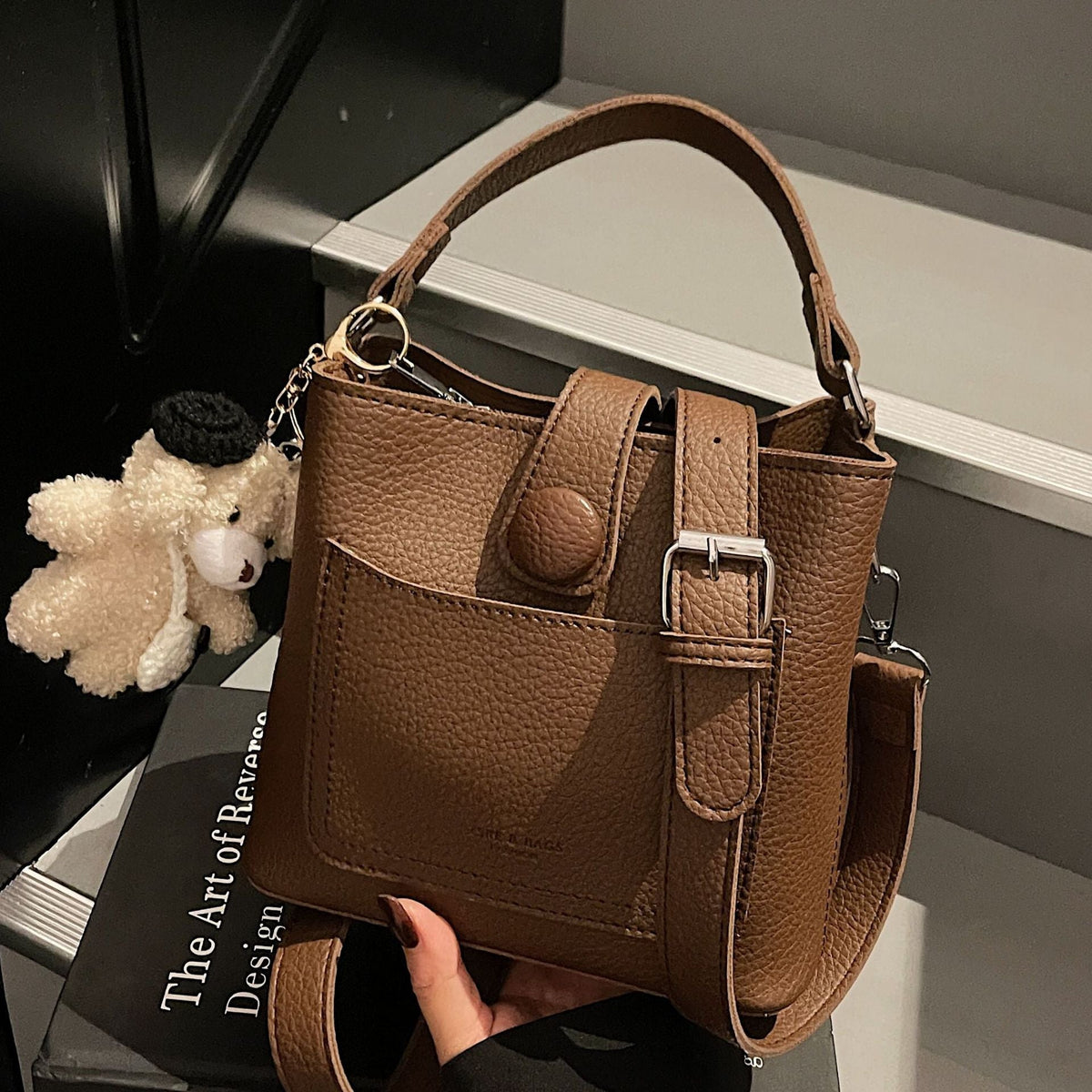 Trendy Bucket Bag Casual PU Tote Bag for Daily Use